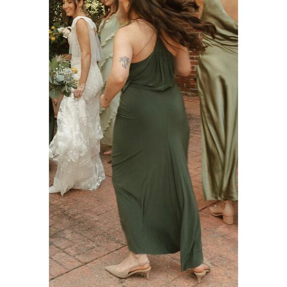 MISA LA Revolve Olive Green Twist Front Domino Maxi Dress Gown - Picture 7 of 7